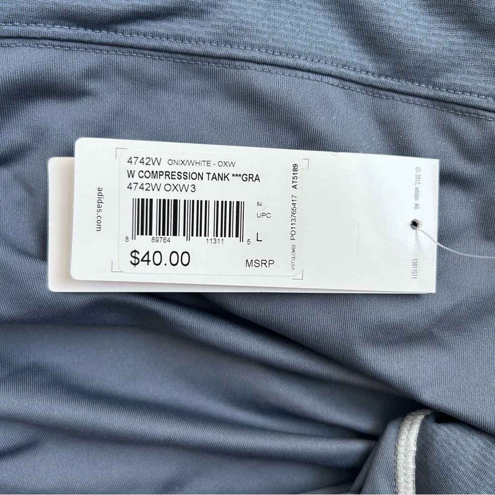 ADIDAS‎ Women’s Climacool Racerback Tank Top Onyx Gray/White Compression L - Picture 12 of 13